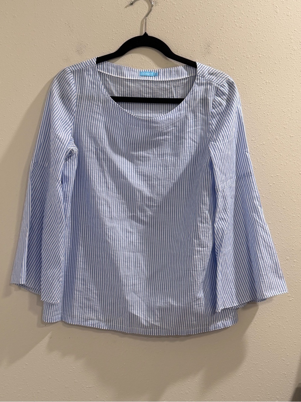 J. McLaughlin Size XS Striped Coretta Bell Sleeve Blouse Preppy Coastal Classic